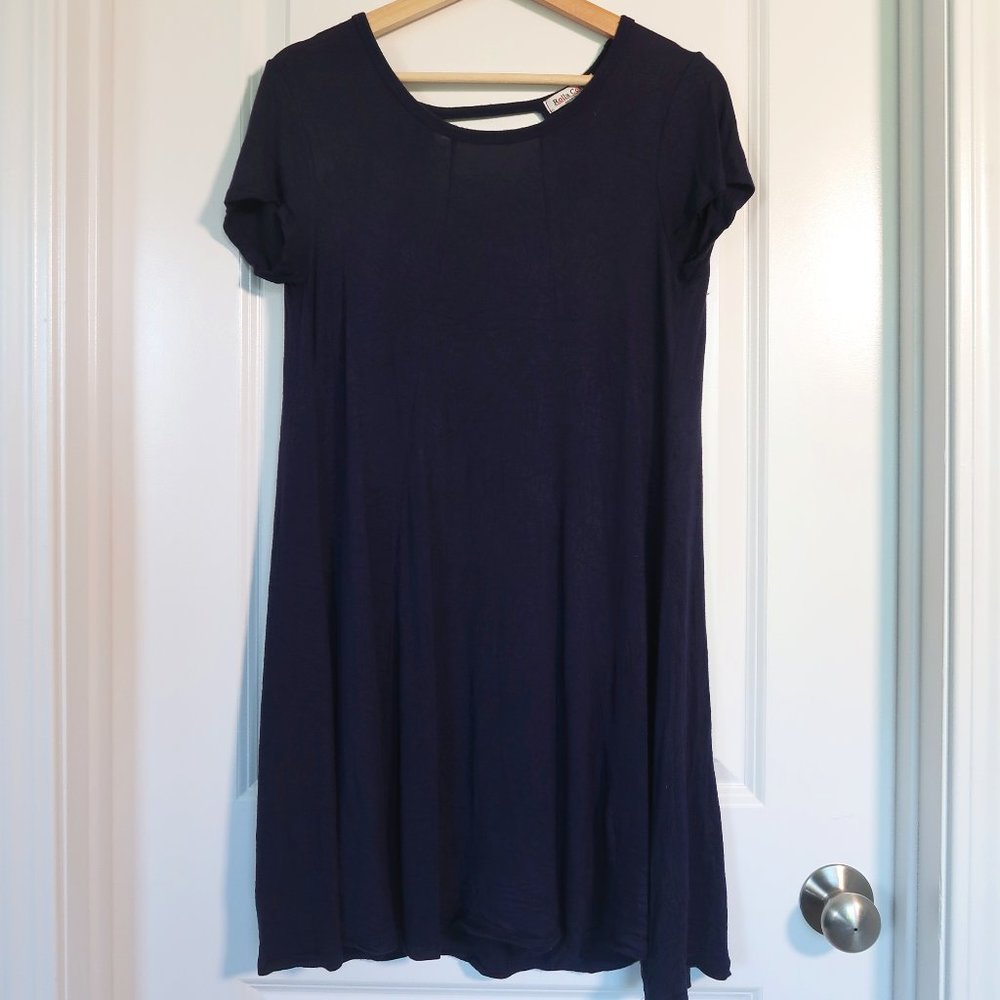 Open Back Blue T-Shirt Dress